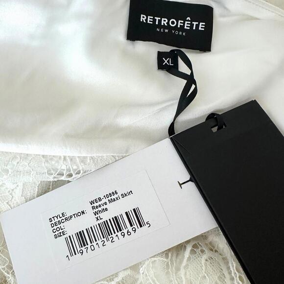NWT $448 Retrofete Reeve White Satin Lace Bridal Wedding Rare Maxi Skirt Large - Picture 3 of 8